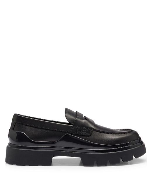 Boss Black Penny-slot Leather Loafers for men
