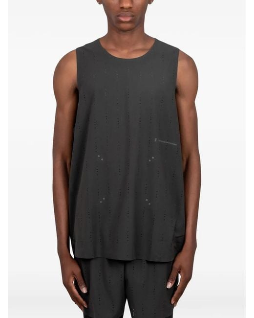 On Shoes Black X Paf Zero Singlet Perforated Logo-Print Vest for men
