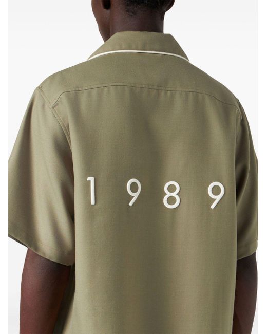 1989 STUDIO Green Logo-print Contrast-trim Shirt for men