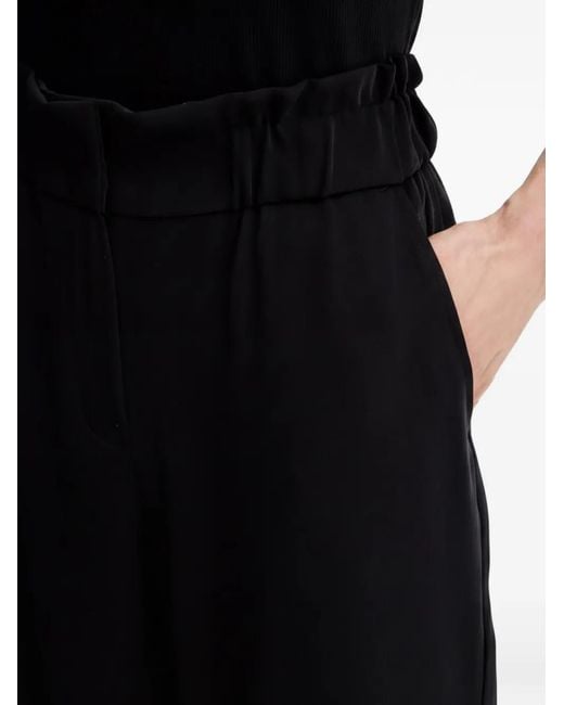 Morgan Black Elasticated Wide-Leg Trousers
