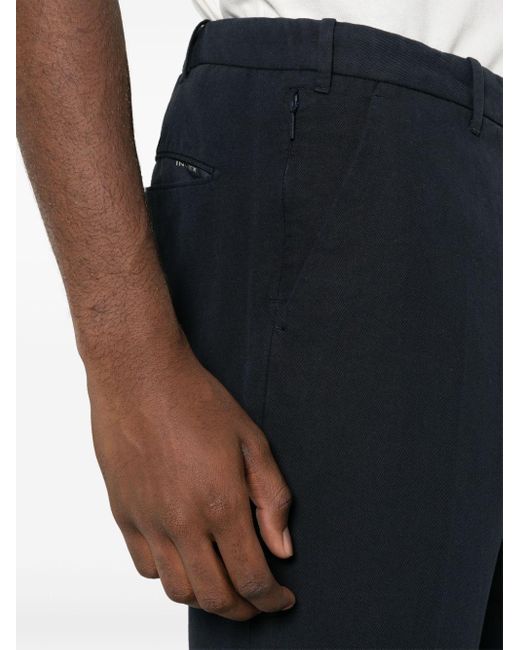 Incotex Blue Pressed-crease Tapered Trousers for men