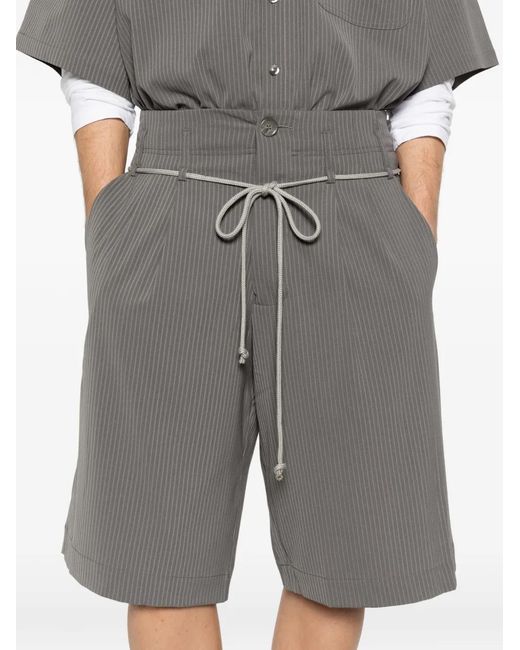 Song For The Mute Gray Striped-Pattern Drawstring Shorts for men