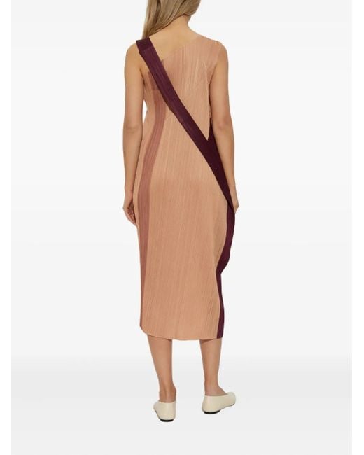 Pleats Please Issey Miyake Pleated Asymmetric Dress Orange