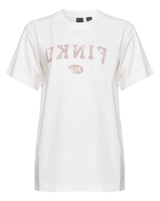 Pinko White Tiramisu Cotton T-shirt