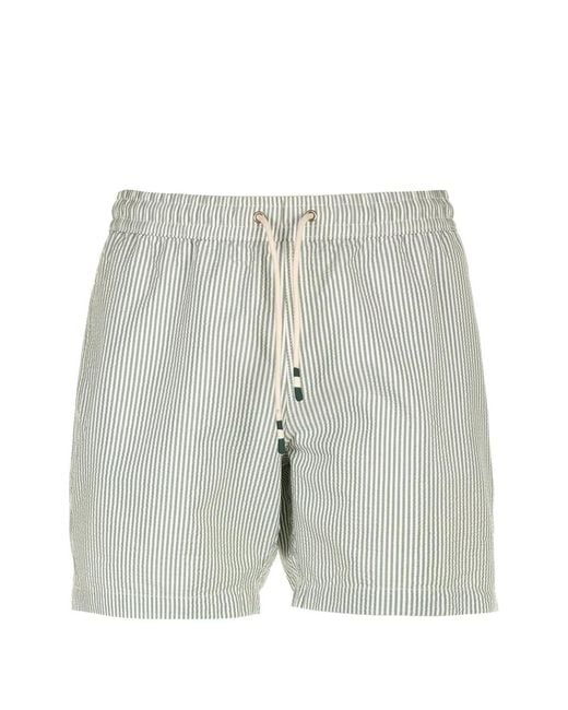 Hartford Gray Striped Seersucker Swim Trunks for men