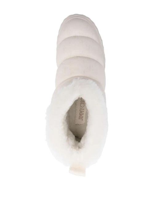 Jimmy Choo White Nappa Leather Crystal Shearling Boots