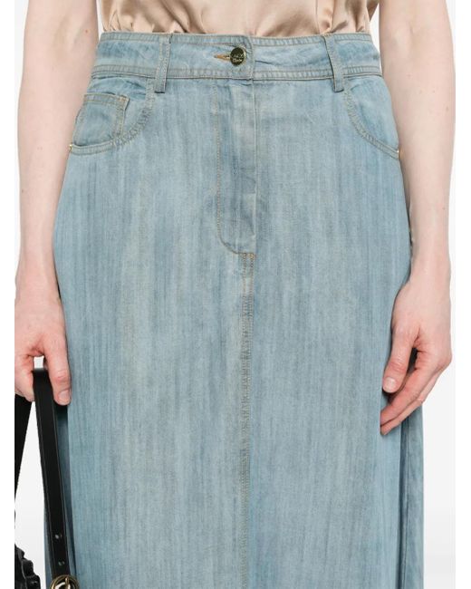 Kaos Blue A-Line Midi Skirt