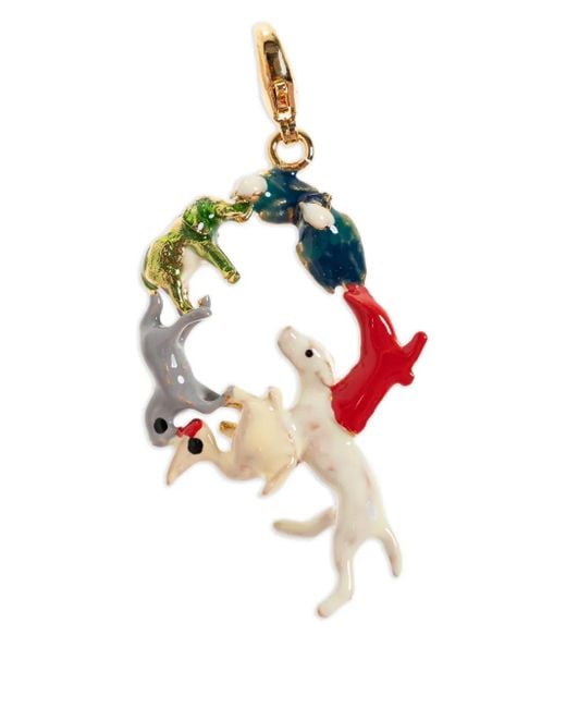 Marni White Animal-Circle Pendant