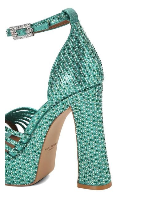 Kurt Geiger Green Crystal Strap Plataform Heels
