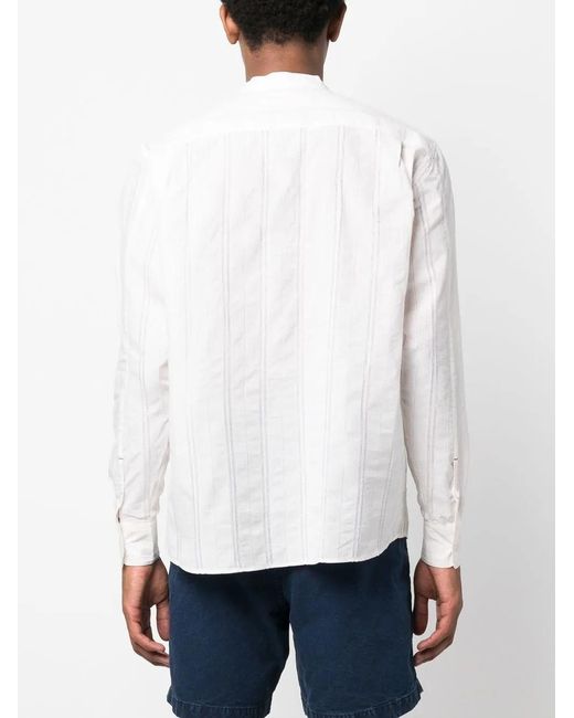 Orlebar Brown White Hemlock Striped Henley Shirt for men