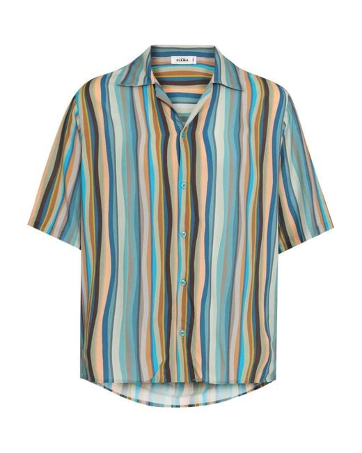 Amir Slama Blue Striped Short-Sleeve Shirt for men