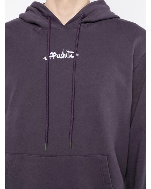 Off-White c/o Virgil Abloh Blue Embroidered-Logo Cotton Hoodie for men