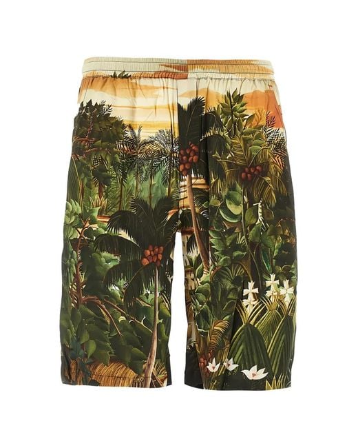 Endless Joy Green Subak Tropical-Print Shorts for men