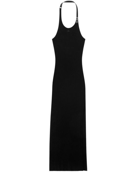 Courreges Black Ribbed-knit Maxi Dress