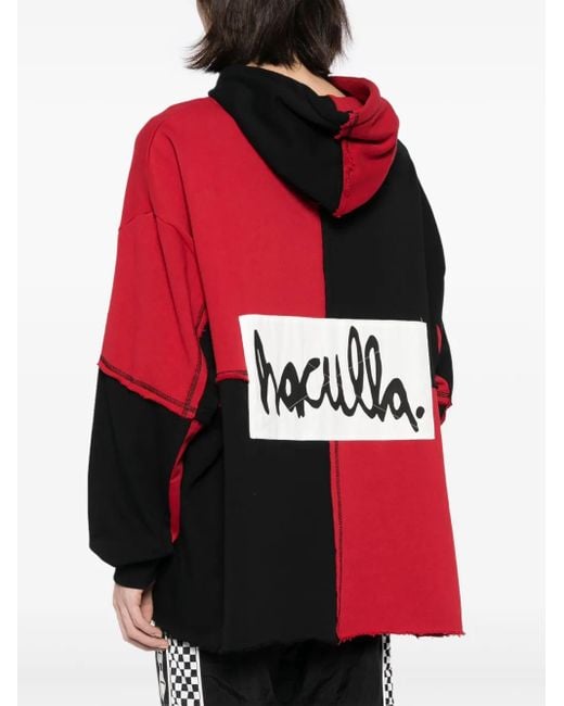 Haculla Red Handful Panelled Hoodie for men