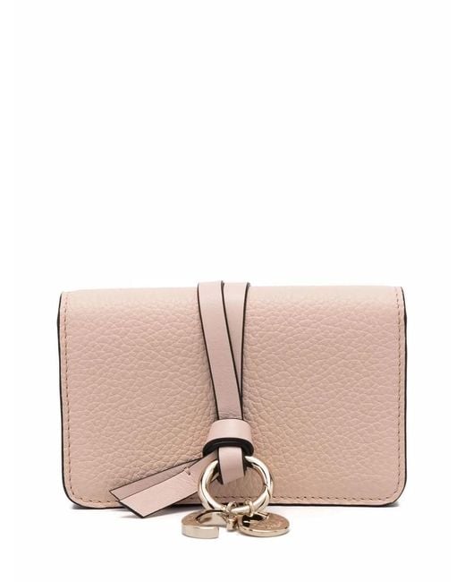 Chloé Pink Logo-Charm Leather Wallet