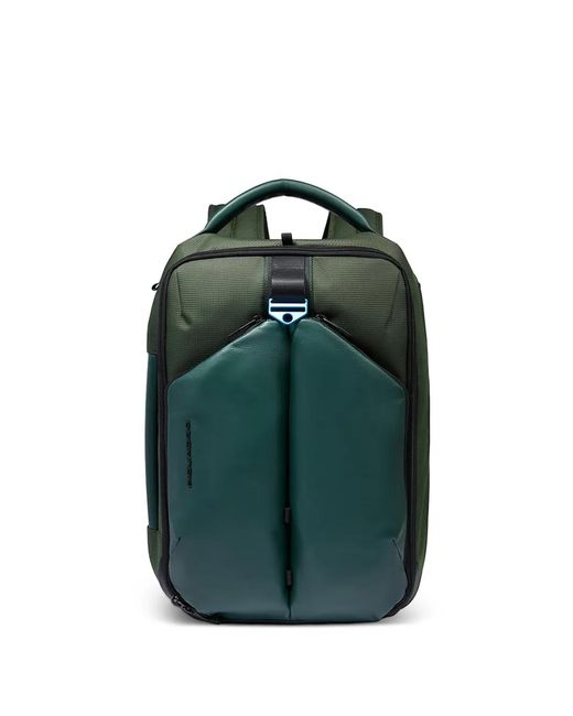 Piquadro Green Expandable Three-Compartment Backpack