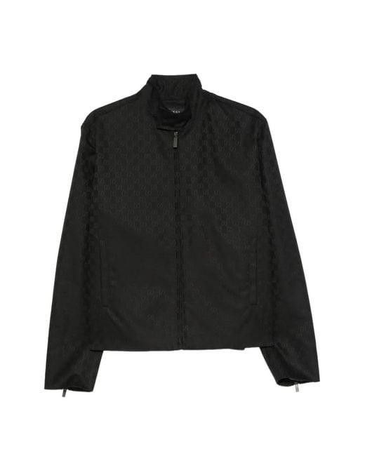 Gucci Black Gg-Pattern Zip-Up Jacket for men
