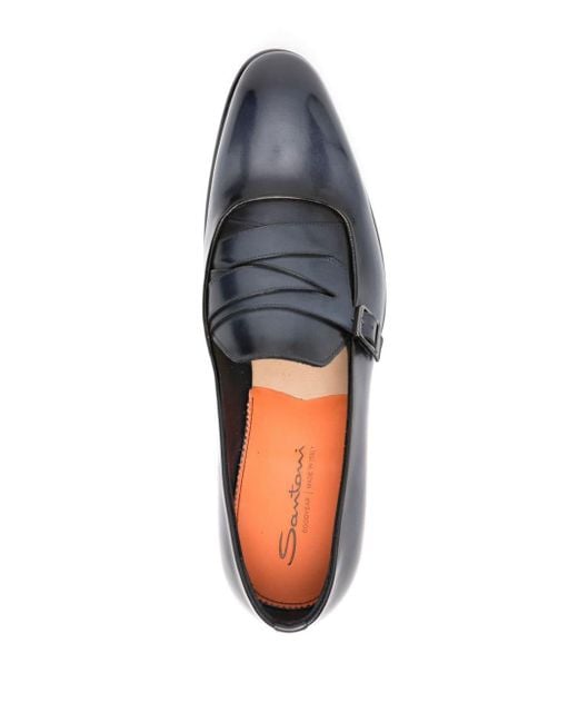 Santoni Gray Leather Monk Shoes for men