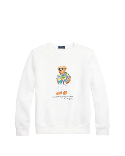 Polo Ralph Lauren White Polo Bear Graphic-Print Sweatshirt for men