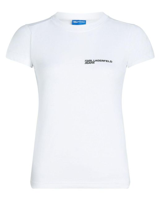 Karl Lagerfeld White Logo-print Organic Cotton T-shirt