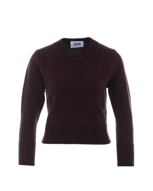 Alpha Studio Blue Crew-Neck Long-Sleeve Sweater