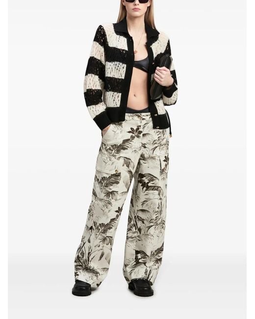 Palm Angels White Jungle Wide-Leg Cargo Trousers