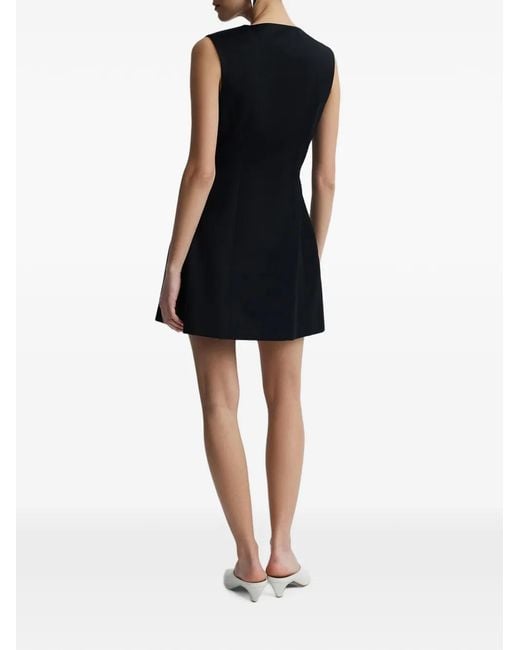 Anna Quan Black Sofia Button-Front Mini Dress