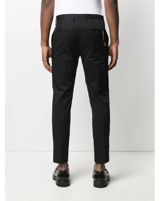 PT Torino Black Cropped Slim-Fit Chinos for men