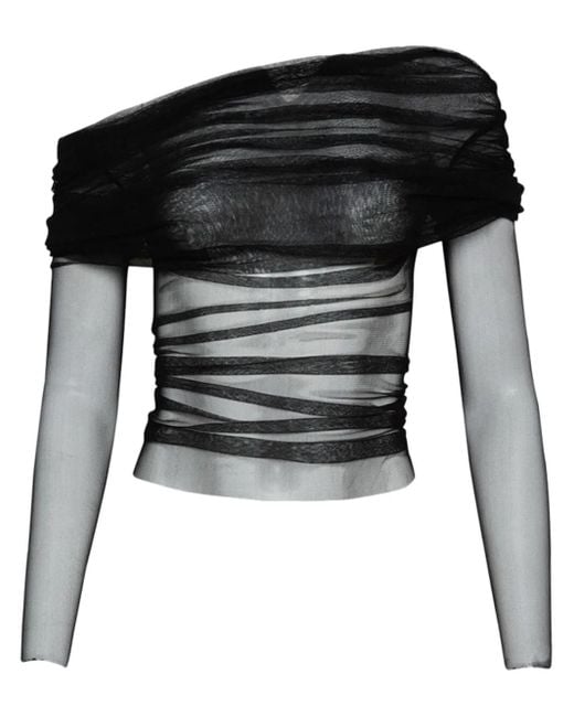 Christopher Esber Black Veiled Silk Top