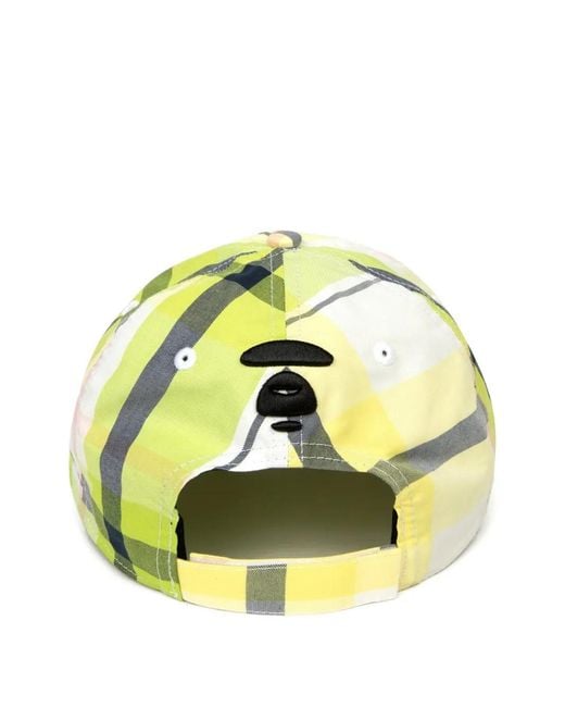 Aape By A Bathing Ape Green Checked-Pattern Logo-Patch Cap for men