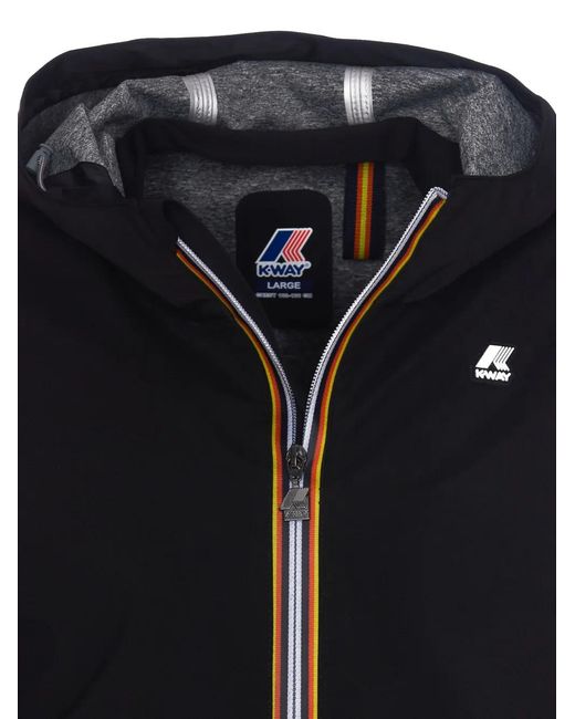 K-Way Black Logo-Print Hooded Jacket for men