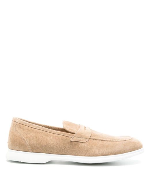 Kiton Natural Contrasting-sole Suede Loafers for men