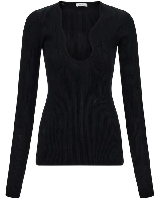 Jersey con cuello rasgado Ferragamo de color Black