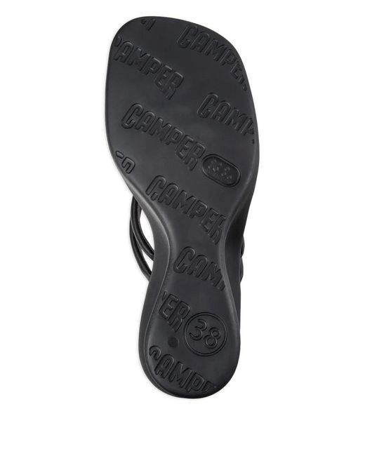 Camper Black Strap-Detail Wedge Sandals