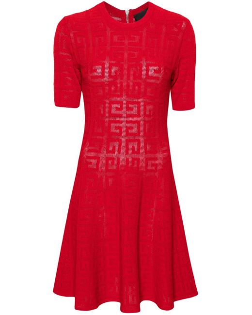 Givenchy Red Gestricktes Kleid aus 4G-Jacquard