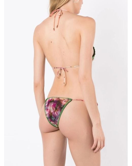 Amir Slama Multicolor Crochet-Detail Tie-Dye Triangle Bikini