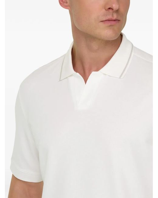 Boggi White High-Performance Piqué Polo Shirt With -Cafè Yarn for men
