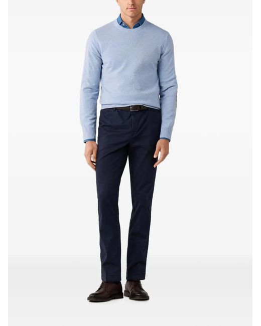 Hackett Blue Elbow-Patch V-Neck Knit for men