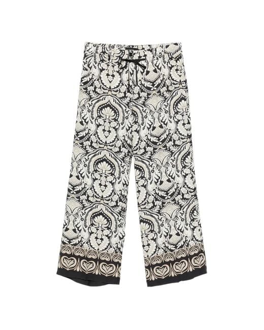Cambio White Adrienne Baroque-Print Trousers