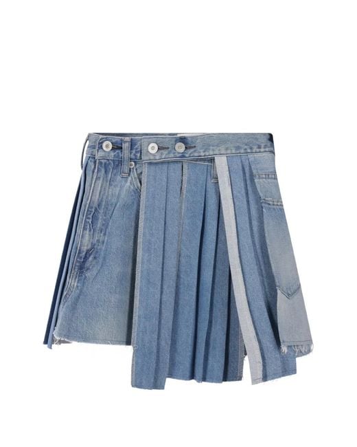 Kuro Blue Mark Xiii Pleated Denim Skirt