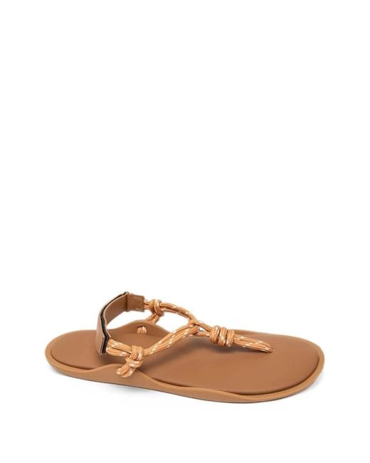 FLOWZE Brown Knotted Touch-Strap Sandals