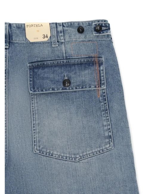 Fortela Blue Newfatigue Patch-Pocket Jeans for men