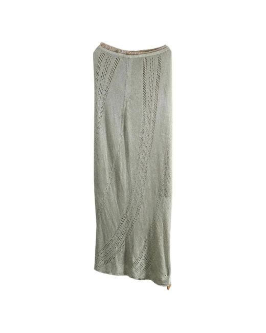 YANGKEHAN Green Pointelle-Knit Floor-Length Maxi Skirt