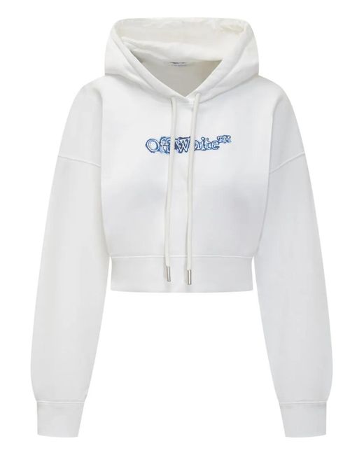 Off-White c/o Virgil Abloh White Crop Sweatshirt With Embroidered Logo