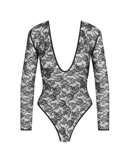 Maison Close Gray Flashback V-Neck Bodysuit