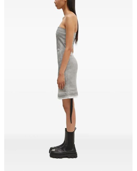 Rick Owens White Strapless Seam-Detail Midi Dress
