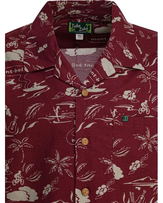 Montbell Red Printed Short-Sleeve Shirt for men