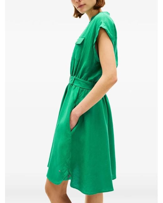 Tommy Hilfiger Green Belted Midi Dress