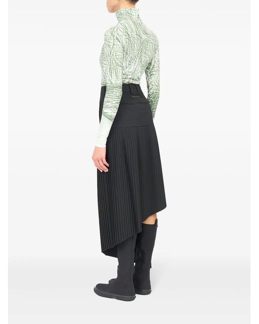 MM6 by Maison Margiela Black Asymmetric Fluid Gabardine Maxi Skirt